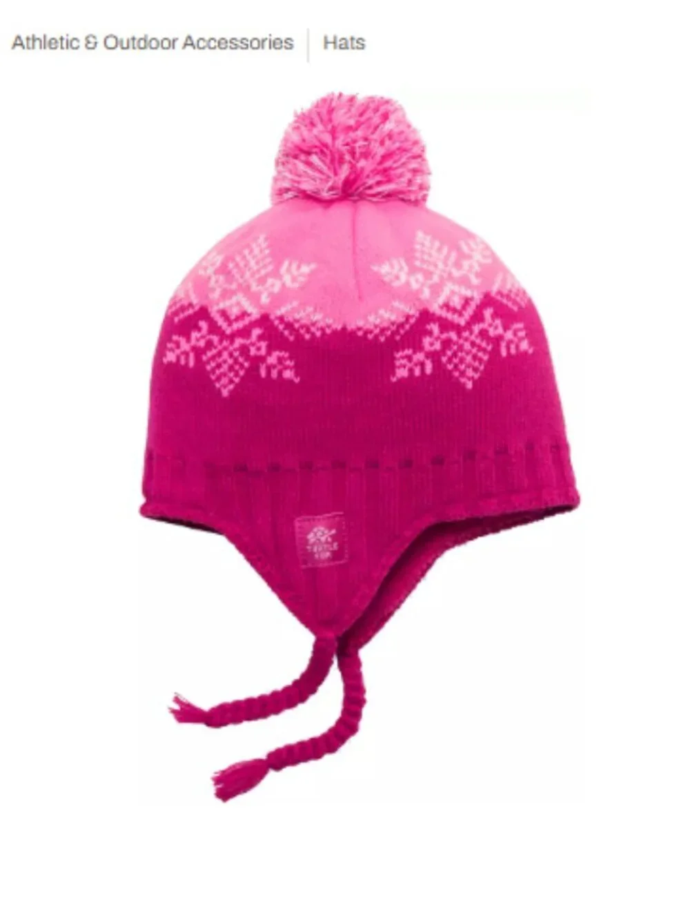 Turtle Fur Kids Celeste Hat Pink Jacquard Knit Snowflake Snow Ski NWT